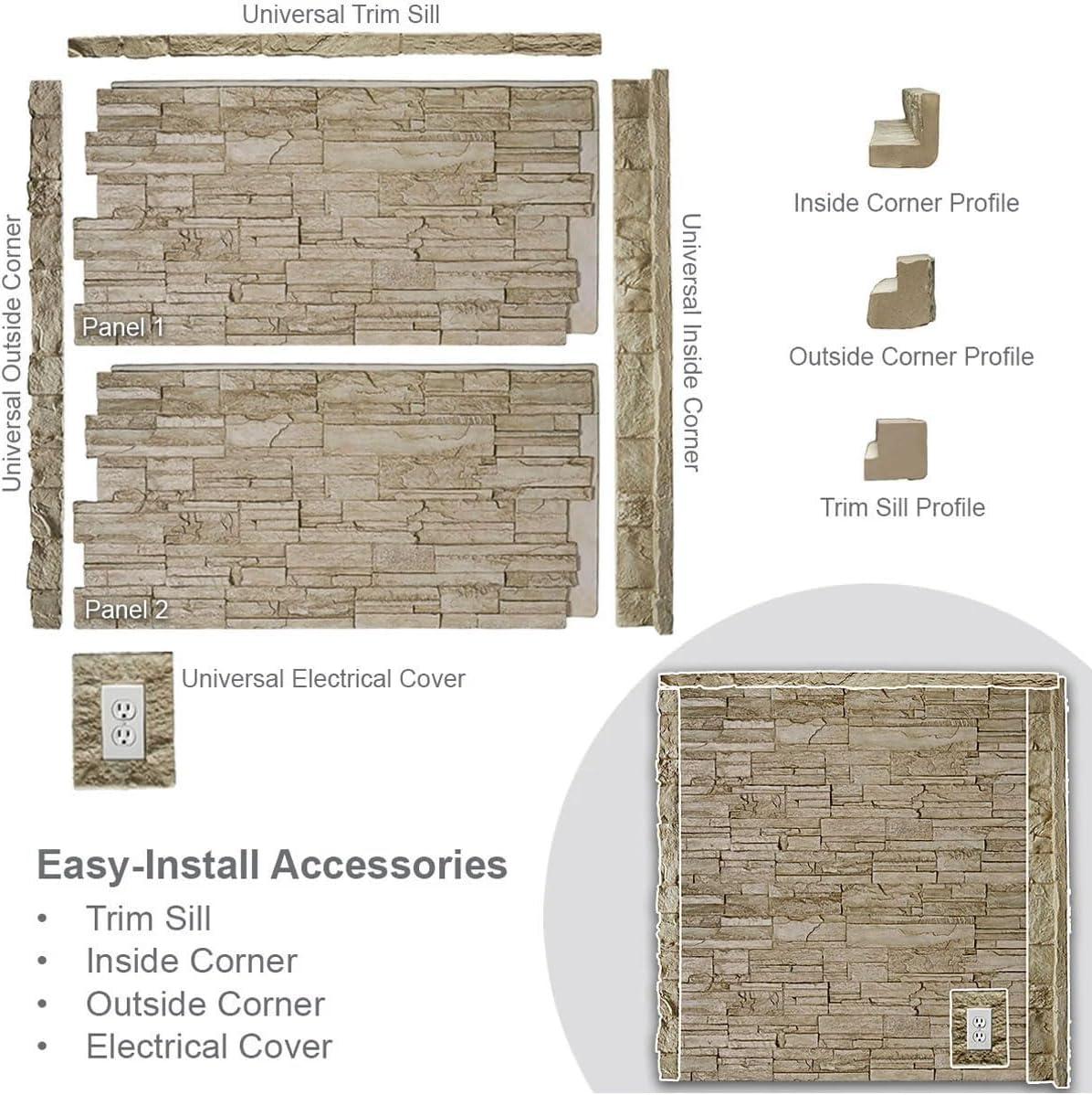 imageUniversal Inside Corner for EverStone Faux Stone Siding Panels 3quotW x 3quotD x 48quotH Iron Mill ColorIron Mill