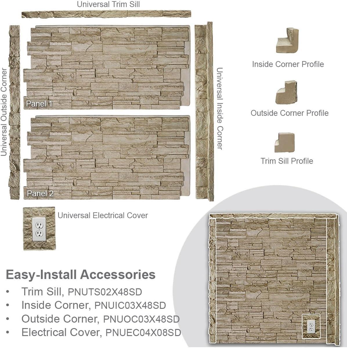 imageUniversal Inside Corner for EverStone Faux Stone Siding Panels 3quotW x 3quotD x 48quotH Iron Mill ColorSlate Gray