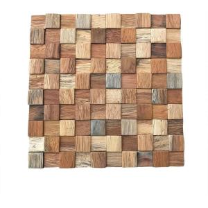 image11 78quotW x 11 78quotH x 12quotP Ancient Boat Wood Mosaic Wall Tile Natural Finish