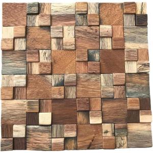 image11 78quotW x 11 78quotH x 12quotP Belmont Boat Wood Mosaic Wall Tile Natural Finish