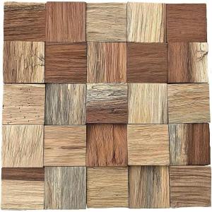 image11 78quotW x 11 78quotH x 12quotP Heritage Boat Wood Mosaic Wall Tile Natural Finish