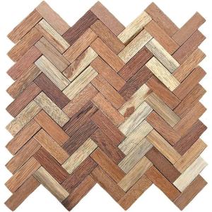 image11 78quotW x 11 78quotH x 12quotP Herringbone Boat Wood Mosaic Wall Tile Natural Finish