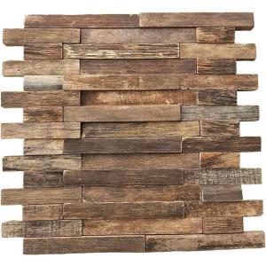 image11 78quotW x 11 78quotH x 12quotP Interlocking Boat Wood Mosaic Wall Tile Natural Finish