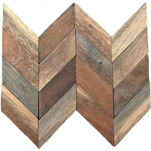 image11 78quotW x 11 78quotH x 38quotP Chevron Boat Wood Mosaic Wall Tile Natural Finish