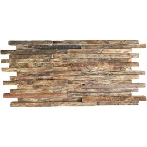 image23 34quotW x 11 78quotH x 34quotP Stacked Boat Wood Mosaic Wall Tile Natural Finish