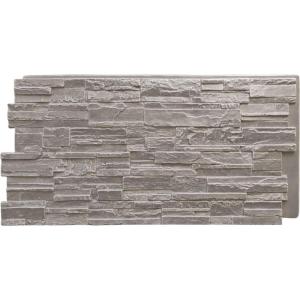 imageEkena Millwork 48 58quotW x 24 34quotH x 1 14quotD Cascade Stacked Stone StoneWall Faux Stone Siding Panel Smokey RidgeGrey Granite