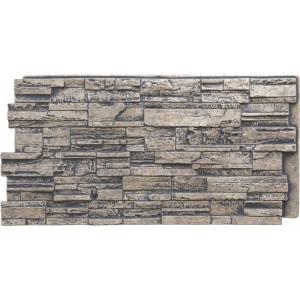 imageEkena Millwork 48 58quotW x 24 34quotH x 1 14quotD Cascade Stacked Stone StoneWall Faux Stone Siding Panel Smokey RidgeLinen Graphite