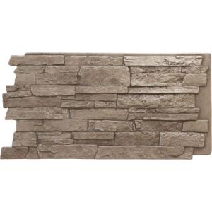imageEkena Millwork 49quotW x 25 12quotH x 1 14quotD Acadia Ledge Stacked Stone StoneWall Faux Stone Siding Panel SandstoneSoft Ash