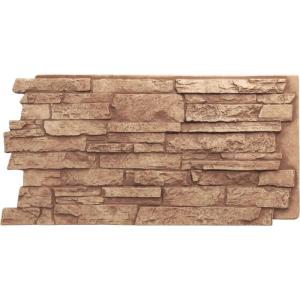 imageEkena Millwork 49quotW x 25 12quotH x 1 14quotD Acadia Ledge Stacked Stone StoneWall Faux Stone Siding Panel SandstoneWheat Field