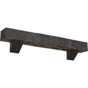 imageEkena Millwork 6quot H x 6quot D x 36quot W Pecky Cypress Faux Wood Fireplace Mantel Kit w Breckinridge Corbels Aged Cedar