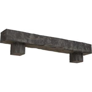 imageEkena Millwork 6quot H x 6quot D x 36quot W Riverwood Faux Wood Fireplace Mantel Kit wAlamo Corbels Aged Cedar