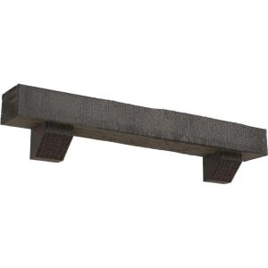 imageEkena Millwork 6quot H x 6quot D x 36quot W Rough Sawn Faux Wood Fireplace Mantel Kit w Ashford Corbels Aged Cedar