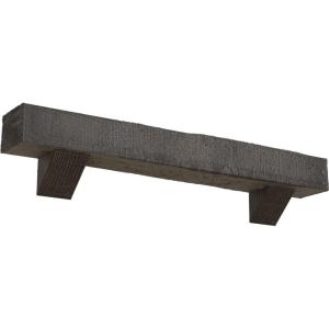 imageEkena Millwork 6quot H x 6quot D x 36quot W Rough Sawn Faux Wood Fireplace Mantel Kit w Breckinridge Corbels Aged Cedar