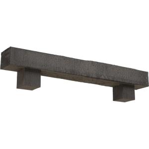 imageEkena Millwork 6quot H x 6quot D x 36quot W Rough Sawn Faux Wood Fireplace Mantel Kit wAlamo Corbels Aged Cedar