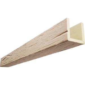 imageEkena Millwork BMHH3C0080X080X096UN 3Sided U Hand Hewn Endurathane Faux Wood Ceiling Beam 8quotW x 8quotH x 8L Ready for Paint