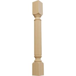 imageEkena Millwork COL05X05X35RARW Raymond Reeded Cabinet Column Top Block 6quot Bottom Block 7quot 5quotW x 5quotD x 35 12quotH RubberwoodCherry
