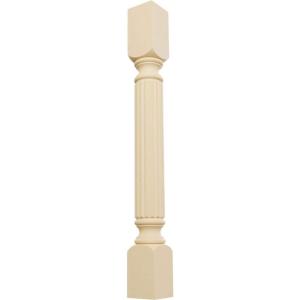 imageEkena Millwork COL05X05X35RARW Raymond Reeded Cabinet Column Top Block 6quot Bottom Block 7quot 5quotW x 5quotD x 35 12quotH RubberwoodMaple