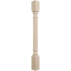 imageEkena Millwork COL05X05X35RIRW Richmond Fluted Cabinet Column Top Block 6quot Bottom Block 7quot 5quotW x 5quotD x 35 12quotH RubberwoodBeige