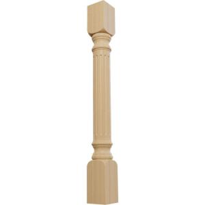 imageEkena Millwork COL05X05X35RIRW Richmond Fluted Cabinet Column Top Block 6quot Bottom Block 7quot 5quotW x 5quotD x 35 12quotH RubberwoodCherry