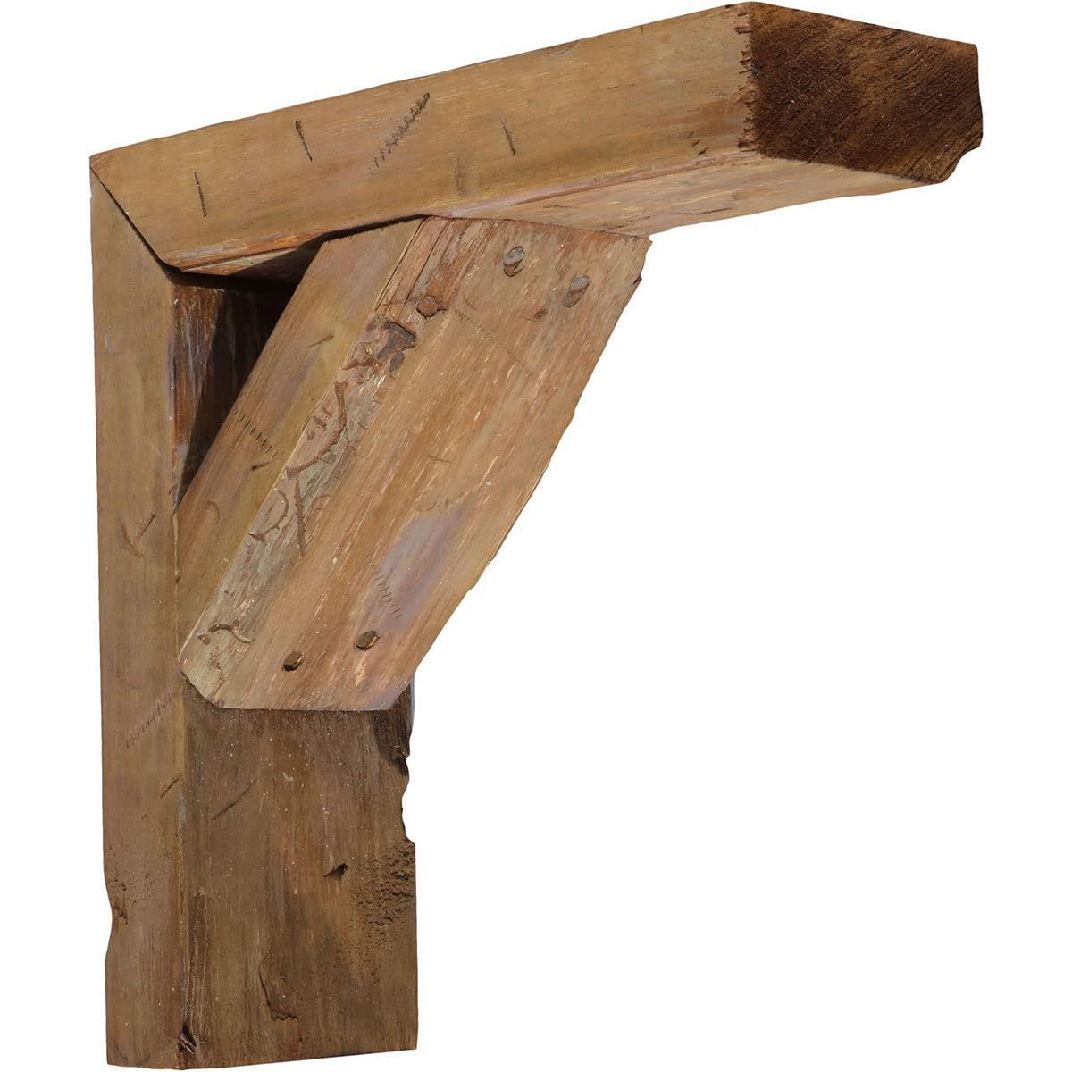 imageEkena Millwork BKTB03X08X08TRBRCASE4 Vintage Farmhouse Bracket Barnwood Decor Collection 3 12quotW x 8quotD x 8quotH Weathered Brown 4 Pack