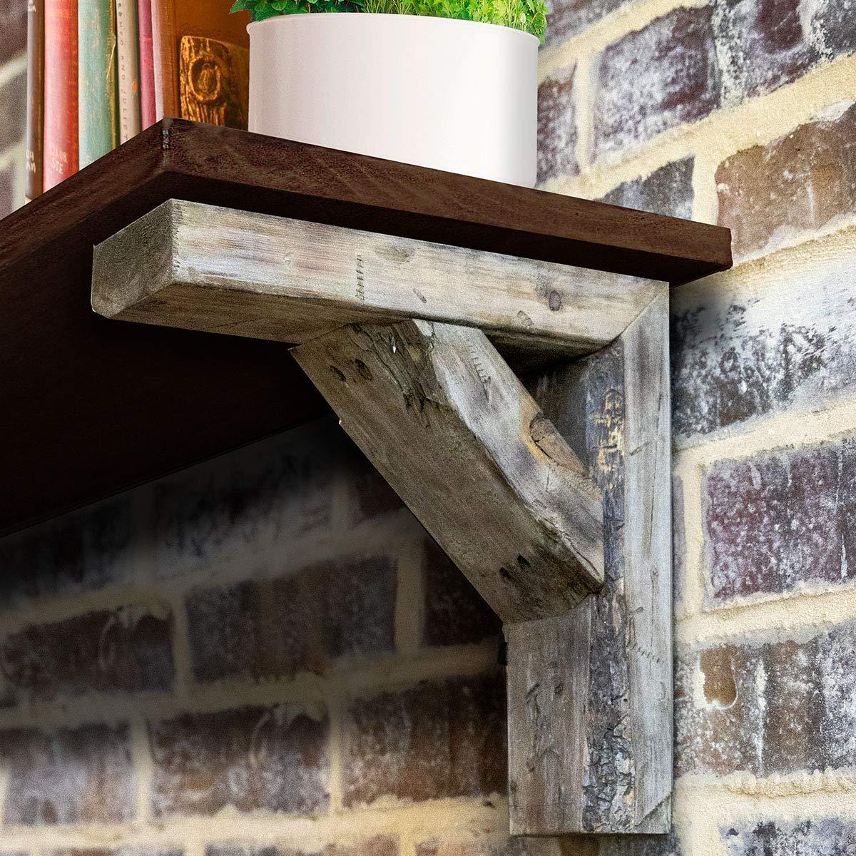 imageEkena Millwork BKTB03X08X08TRUFCASE2 Vintage Farmhouse Bracket Barnwood Decor Collection 3 12quotW x 8quotD x 8quotH Natural Barnwood 2 Pack