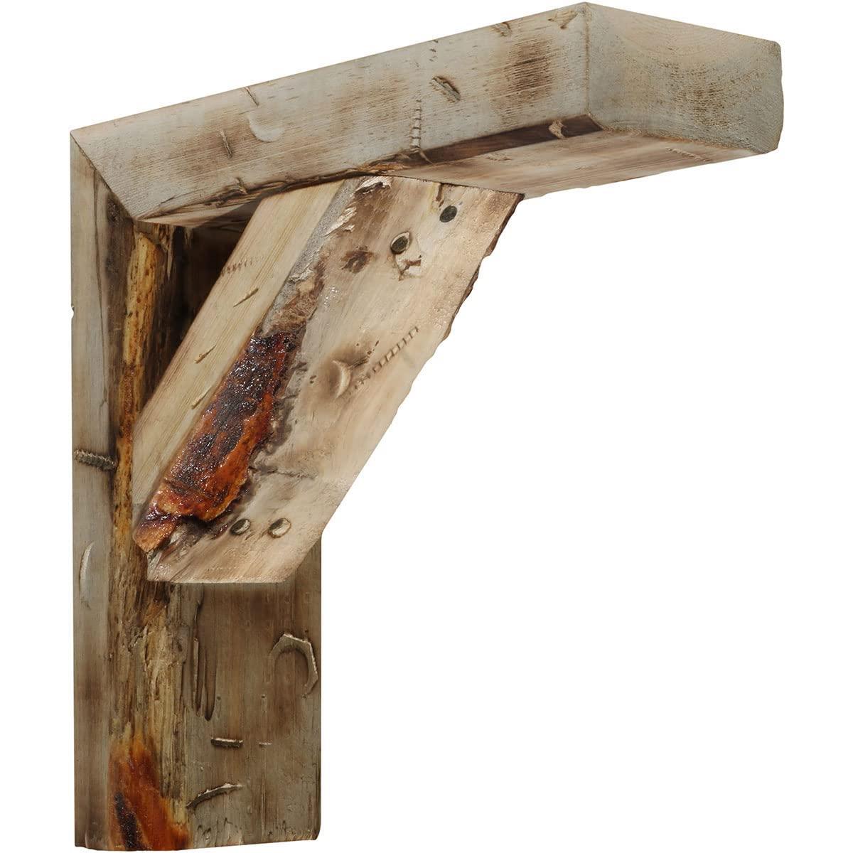 imageEkena Millwork BKTB03X08X08TRUFCASE2 Vintage Farmhouse Bracket Barnwood Decor Collection 3 12quotW x 8quotD x 8quotH Natural Barnwood 2 Pack