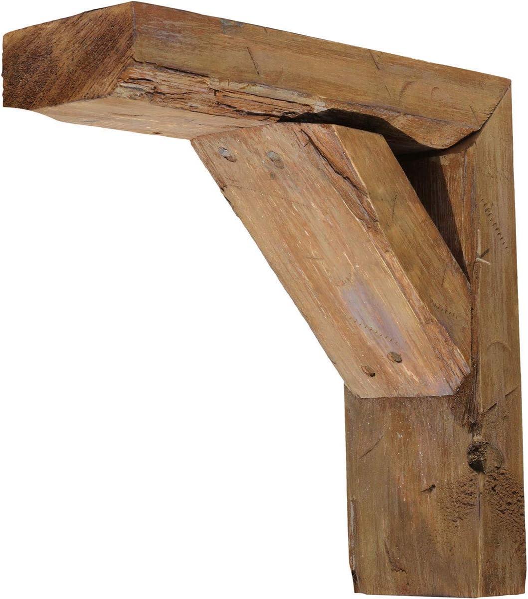 imageEkena Millwork BKTB03X08X10TRBRCASE2 Vintage Farmhouse Bracket Barnwood Decor Collection 3 12quotW x 8quotD x 10quotH Weathered Brown 2 Pack