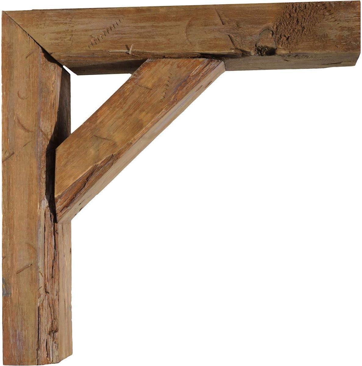 imageEkena Millwork BKTB03X08X10TRBRCASE4 Vintage Farmhouse Bracket Barnwood Decor Collection 3 12quotW x 8quotD x 10quotH Weathered Brown 4 Pack