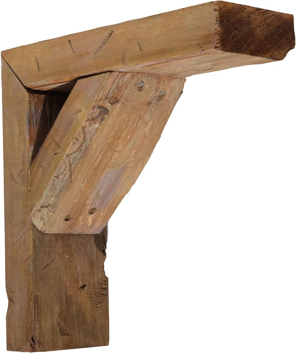 imageEkena Millwork BKTB03X08X10TRBRCASE4 Vintage Farmhouse Bracket Barnwood Decor Collection 3 12quotW x 8quotD x 10quotH Weathered Brown 4 Pack