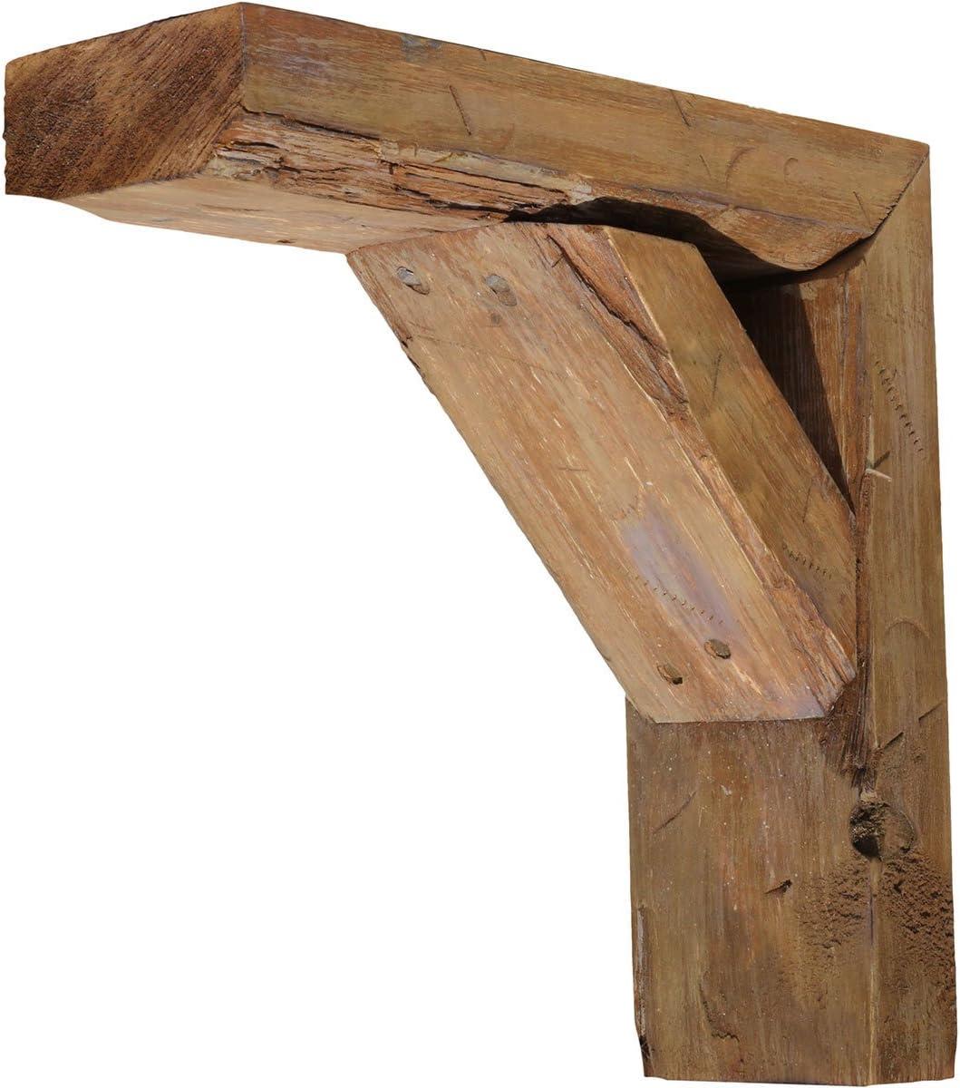 imageEkena Millwork BKTB03X08X10TRBRCASE4 Vintage Farmhouse Bracket Barnwood Decor Collection 3 12quotW x 8quotD x 10quotH Weathered Brown 4 Pack