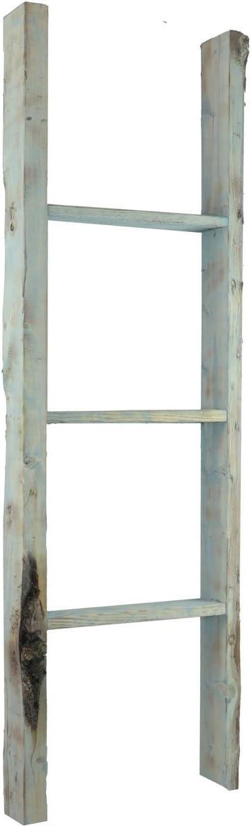 imageEkena Millwork DECR019X072X04LDRBR Vintage Farmhouse 5 Rung Ladder Barnwood Decor Collection 19quotW x 72quotH x 3 12quotD Weathered BrownDriftwood Blue
