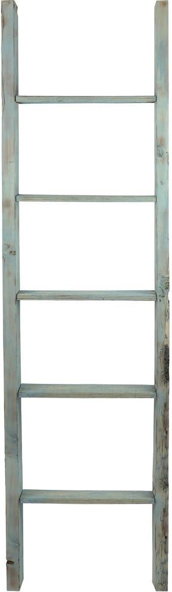 imageEkena Millwork DECR019X072X04LDRBR Vintage Farmhouse 5 Rung Ladder Barnwood Decor Collection 19quotW x 72quotH x 3 12quotD Weathered BrownDriftwood Blue