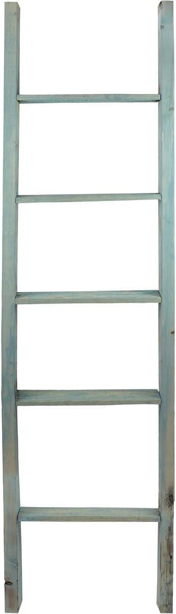imageEkena Millwork DECR019X072X04LDRBR Vintage Farmhouse 5 Rung Ladder Barnwood Decor Collection 19quotW x 72quotH x 3 12quotD Weathered BrownDriftwood Blue