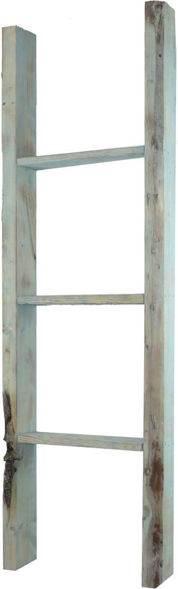 imageEkena Millwork DECR019X072X04LDRBR Vintage Farmhouse 5 Rung Ladder Barnwood Decor Collection 19quotW x 72quotH x 3 12quotD Weathered BrownDriftwood Blue