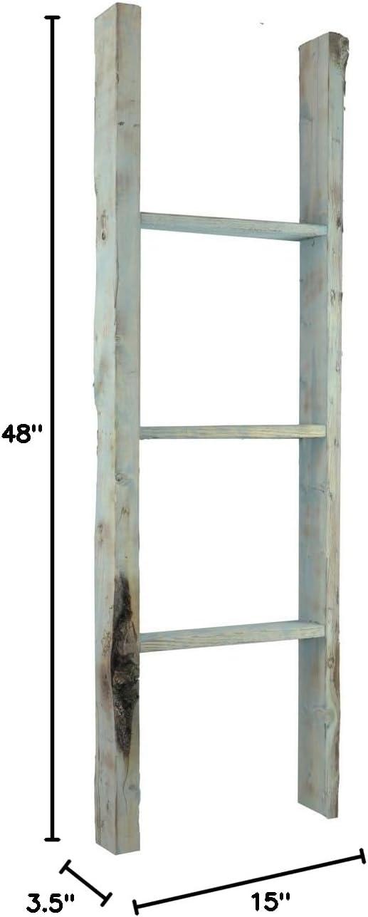 imageEkena Millwork DECR019X072X04LDRBR Vintage Farmhouse 5 Rung Ladder Barnwood Decor Collection 19quotW x 72quotH x 3 12quotD Weathered BrownDriftwood Blue