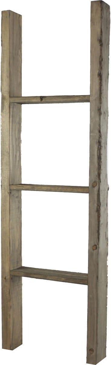 imageEkena Millwork DECR019X072X04LDRBR Vintage Farmhouse 5 Rung Ladder Barnwood Decor Collection 19quotW x 72quotH x 3 12quotD Weathered BrownDriftwood Blue
