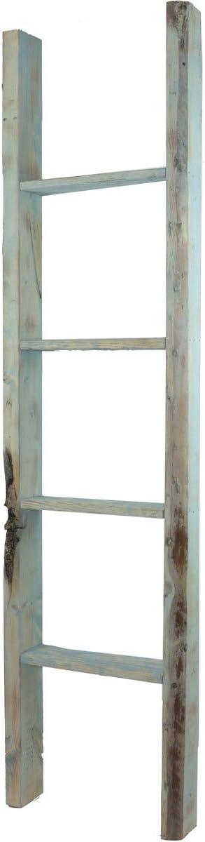 imageEkena Millwork DECR019X072X04LDRBR Vintage Farmhouse 5 Rung Ladder Barnwood Decor Collection 19quotW x 72quotH x 3 12quotD Weathered BrownDriftwood Blue