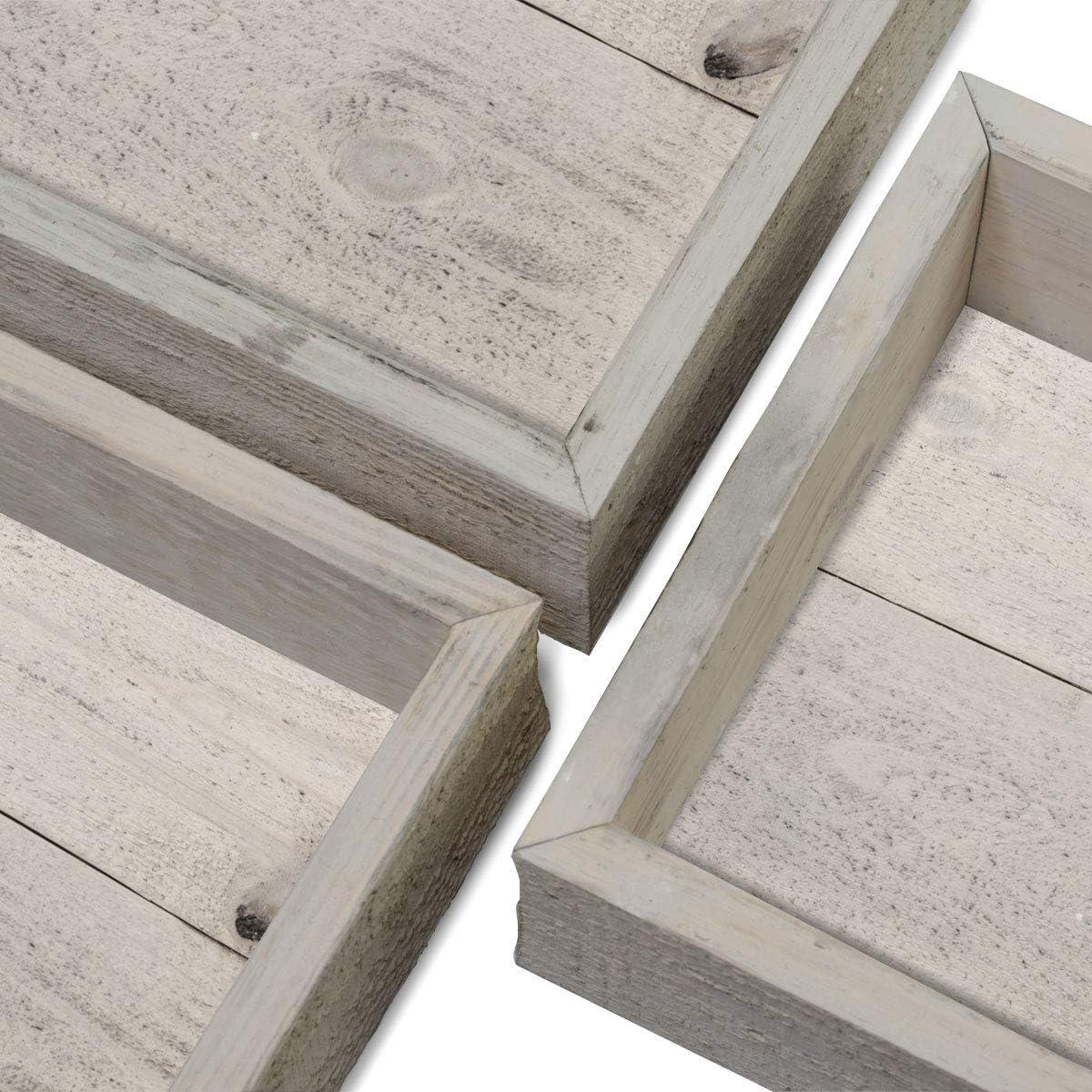 imageEkena Millwork DECR15SBSQOBBR Set of 3 Square Open Back Vintage Farmhouse Shadow Box Shelves Barnwood Decor Collection Weathered BrownChalk Dust White