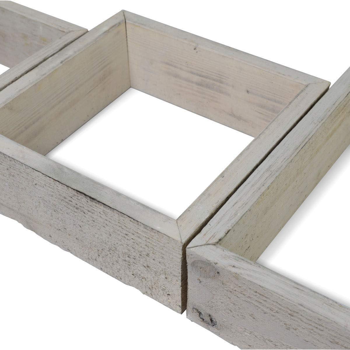 imageEkena Millwork DECR15SBSQOBBR Set of 3 Square Open Back Vintage Farmhouse Shadow Box Shelves Barnwood Decor Collection Weathered BrownChalk Dust White