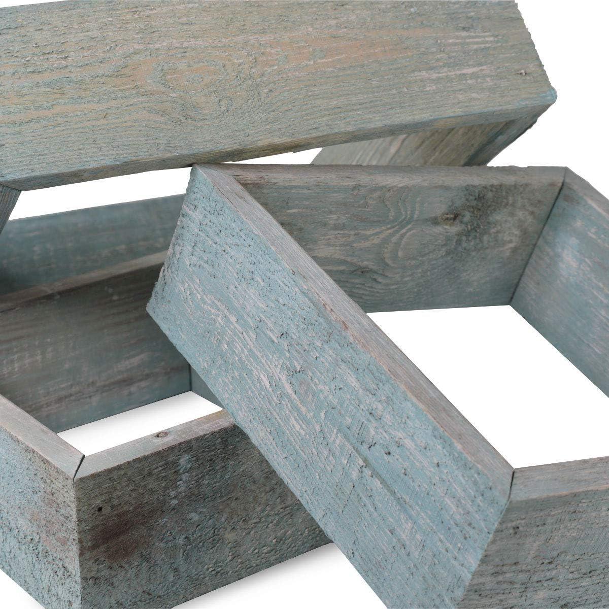 imageEkena Millwork DECR15SBSQOBBR Set of 3 Square Open Back Vintage Farmhouse Shadow Box Shelves Barnwood Decor Collection Weathered BrownDriftwood Blue