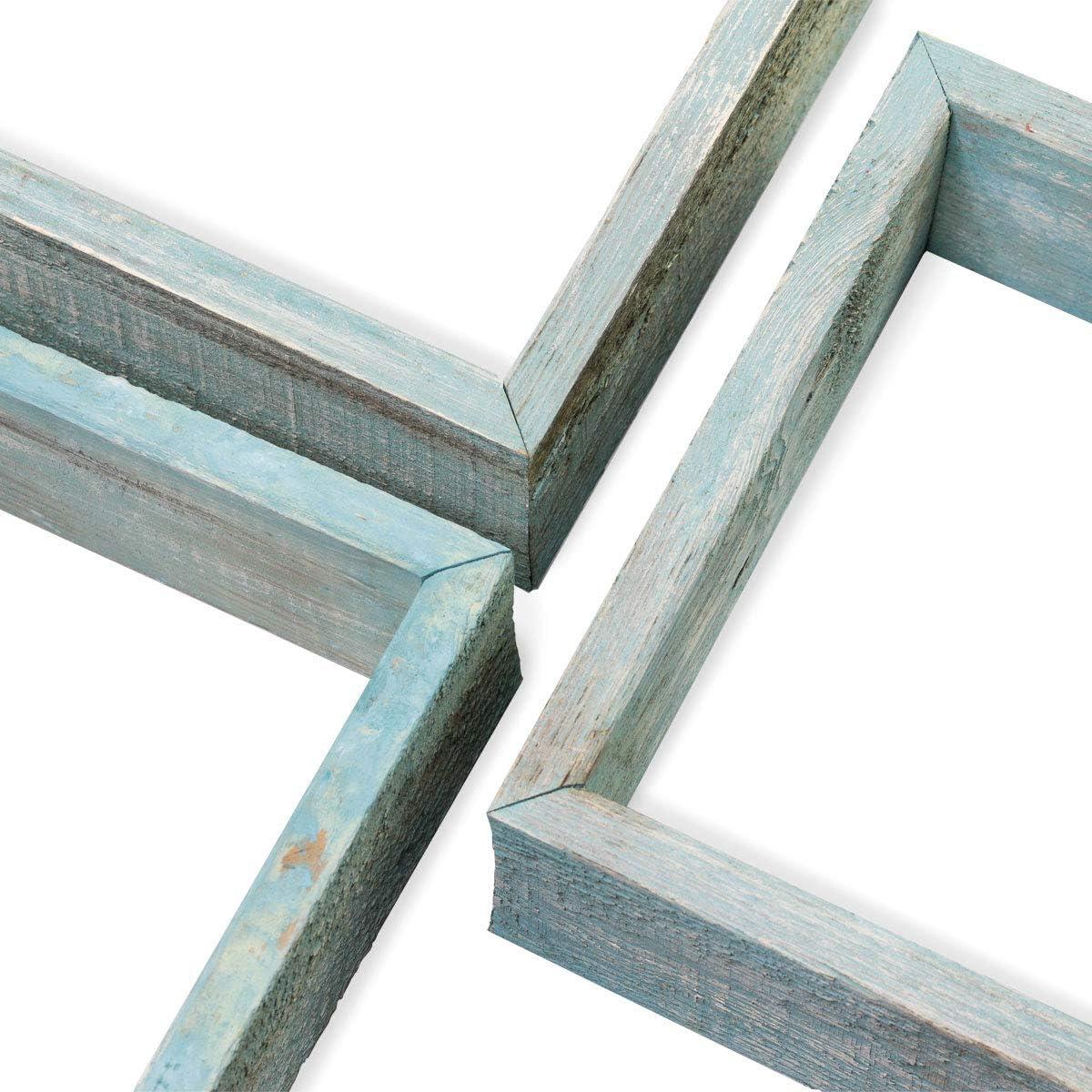 imageEkena Millwork DECR15SBSQOBBR Set of 3 Square Open Back Vintage Farmhouse Shadow Box Shelves Barnwood Decor Collection Weathered BrownDriftwood Blue