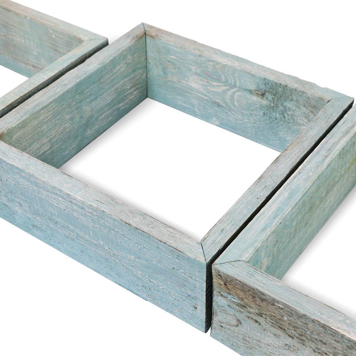 imageEkena Millwork DECR15SBSQOBBR Set of 3 Square Open Back Vintage Farmhouse Shadow Box Shelves Barnwood Decor Collection Weathered BrownDriftwood Blue