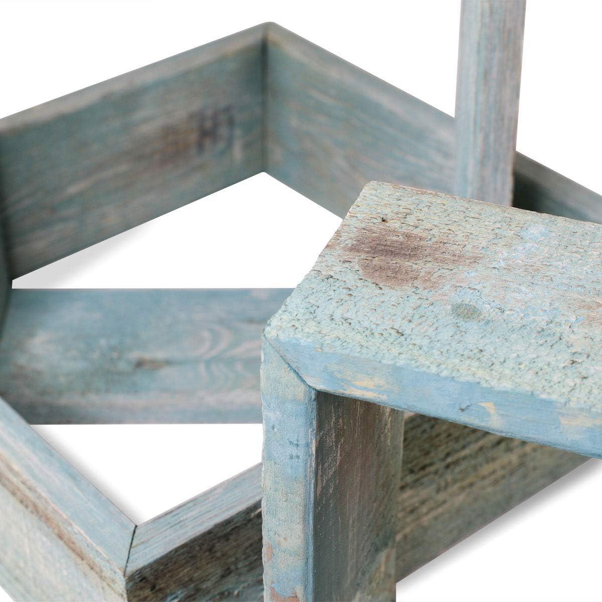imageEkena Millwork DECR15SBSQOBBR Set of 3 Square Open Back Vintage Farmhouse Shadow Box Shelves Barnwood Decor Collection Weathered BrownDriftwood Blue