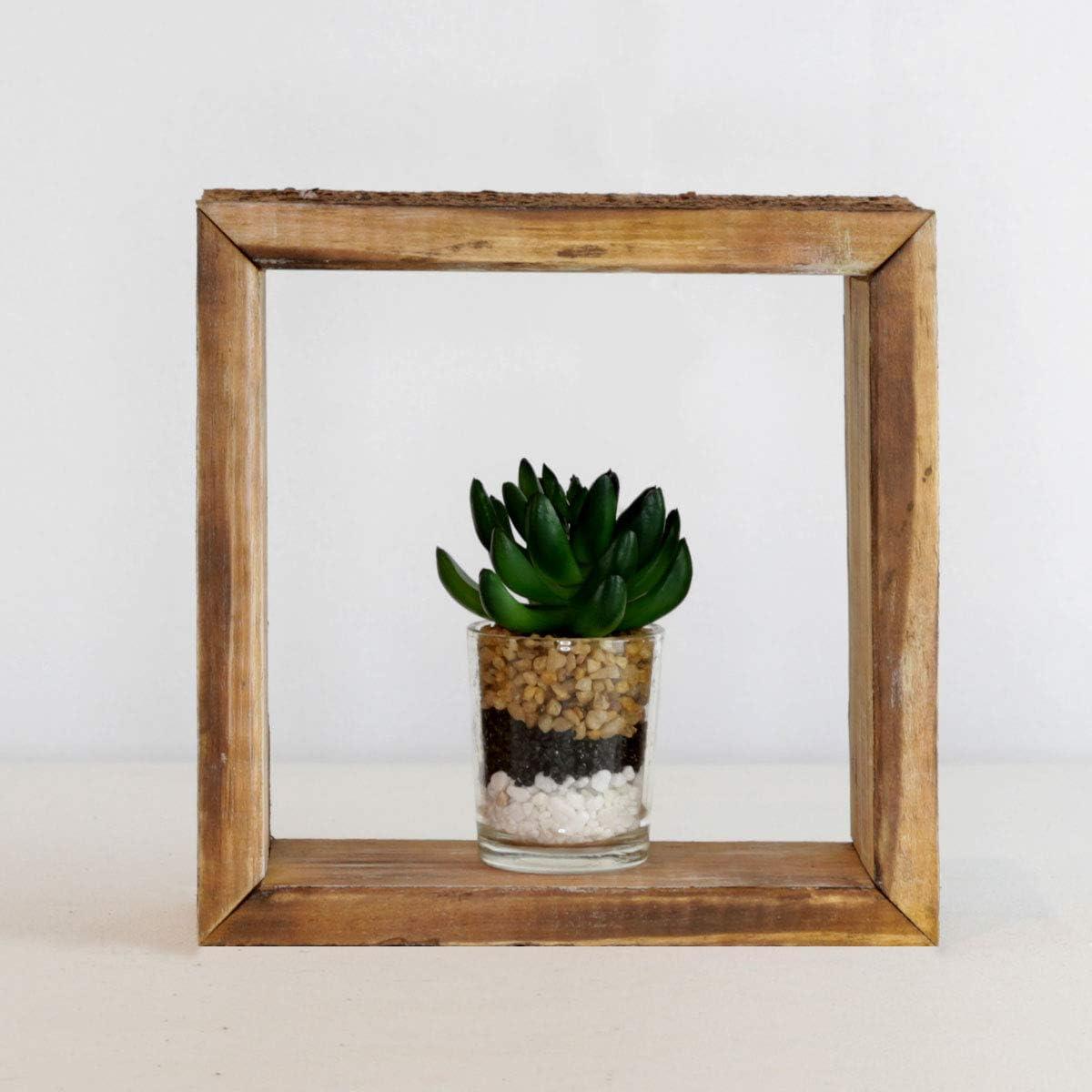 imageEkena Millwork DECR15SBSQOBBR Set of 3 Square Open Back Vintage Farmhouse Shadow Box Shelves Barnwood Decor Collection Weathered BrownDriftwood Blue