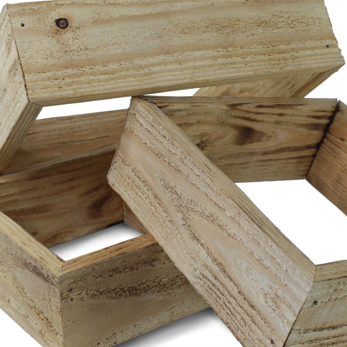 imageEkena Millwork DECR15SBSQOBBR Set of 3 Square Open Back Vintage Farmhouse Shadow Box Shelves Barnwood Decor Collection Weathered BrownNatural Barnwood
