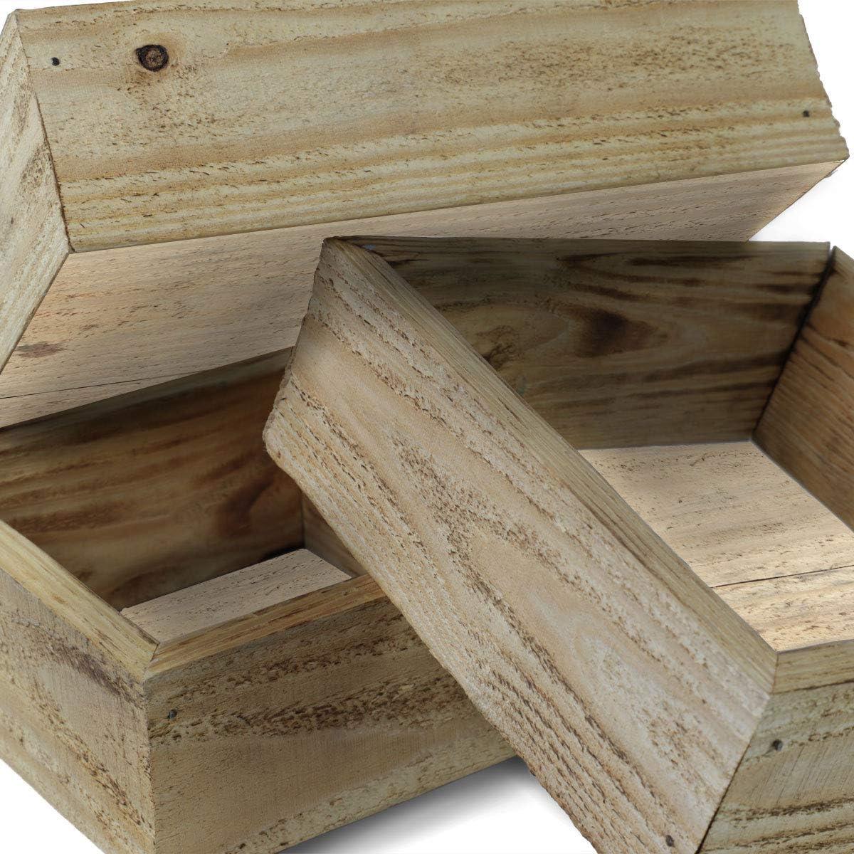 imageEkena Millwork DECR15SBSQOBBR Set of 3 Square Open Back Vintage Farmhouse Shadow Box Shelves Barnwood Decor Collection Weathered BrownNatural Barnwood