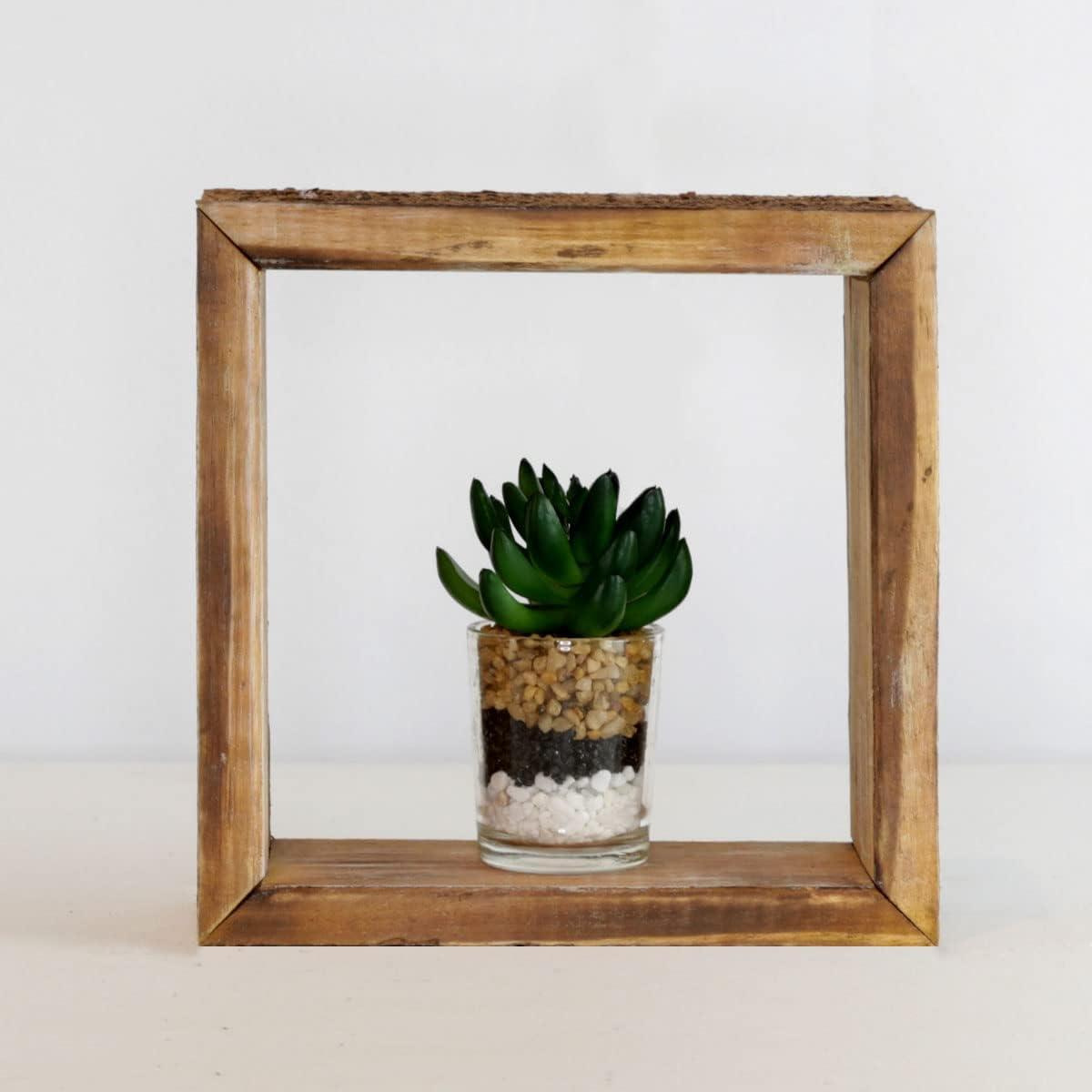 imageEkena Millwork DECR15SBSQOBBR Set of 3 Square Open Back Vintage Farmhouse Shadow Box Shelves Barnwood Decor Collection Weathered BrownNatural Barnwood