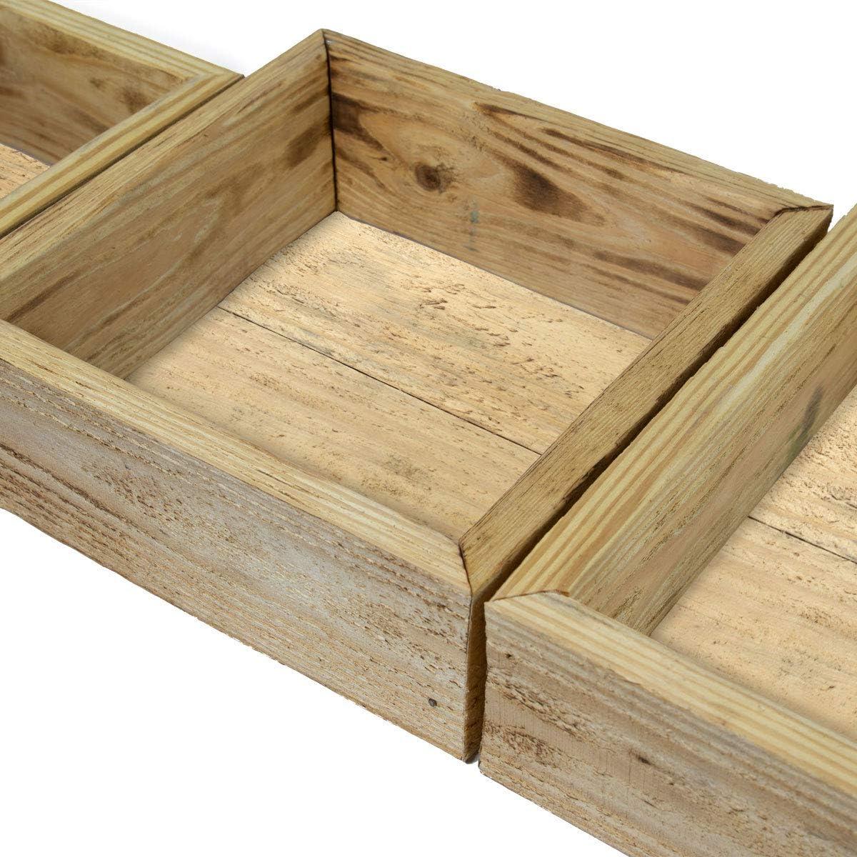 imageEkena Millwork DECR15SBSQOBBR Set of 3 Square Open Back Vintage Farmhouse Shadow Box Shelves Barnwood Decor Collection Weathered BrownNatural Barnwood