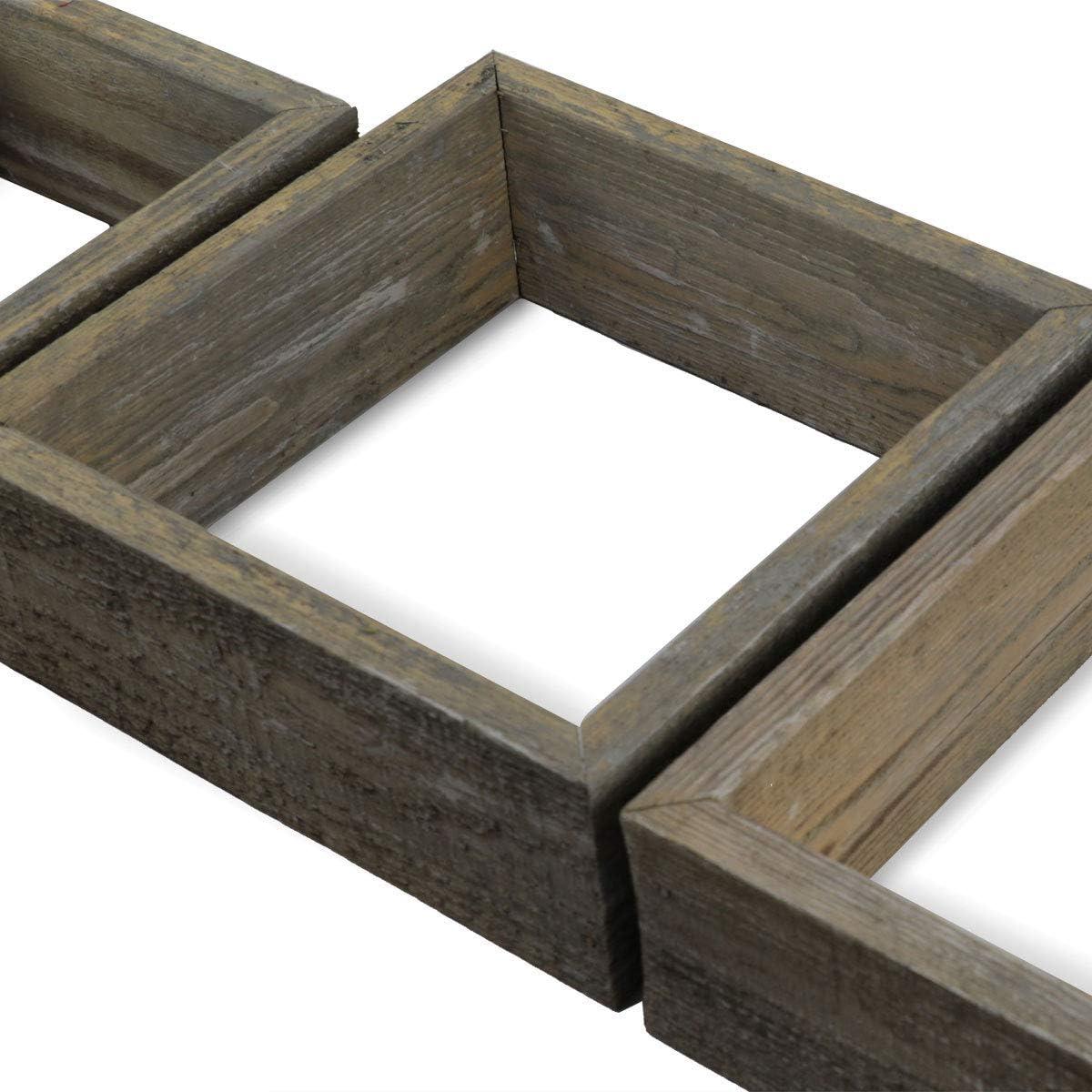 imageEkena Millwork DECR15SBSQOBBR Set of 3 Square Open Back Vintage Farmhouse Shadow Box Shelves Barnwood Decor Collection Weathered BrownPebble Grey