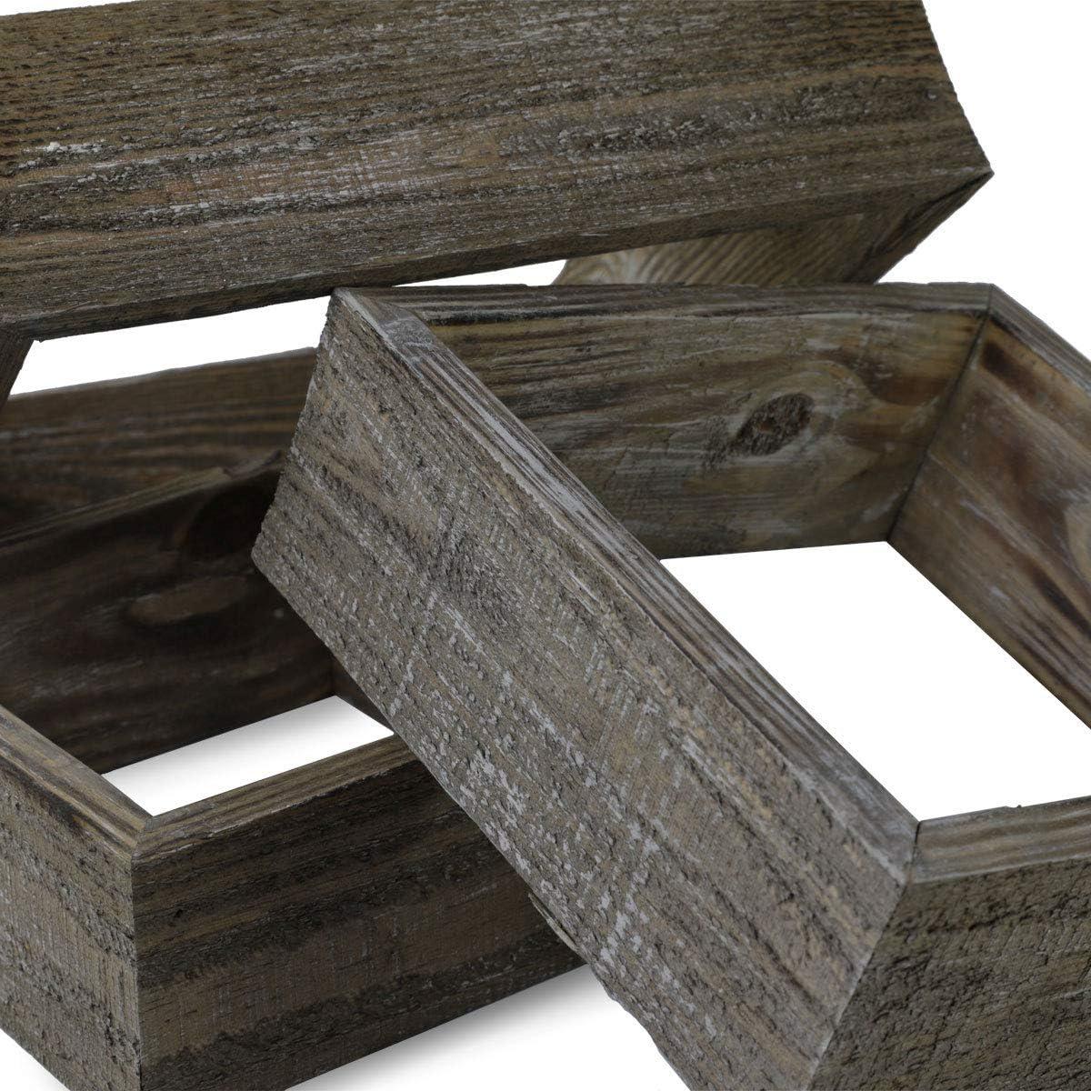 imageEkena Millwork DECR15SBSQOBBR Set of 3 Square Open Back Vintage Farmhouse Shadow Box Shelves Barnwood Decor Collection Weathered BrownPebble Grey
